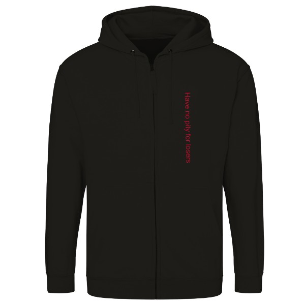 Mikina na zip unisex s potiskem Neměj soucit s poraženými